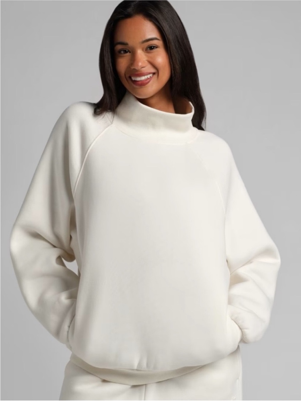 Comfrt Womens Mock Neck Sweatshirt Size Small Oversized Athleisure Logo Funnel